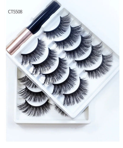 Lot de 5 paires de faux cils magnétiques avec eye-liner