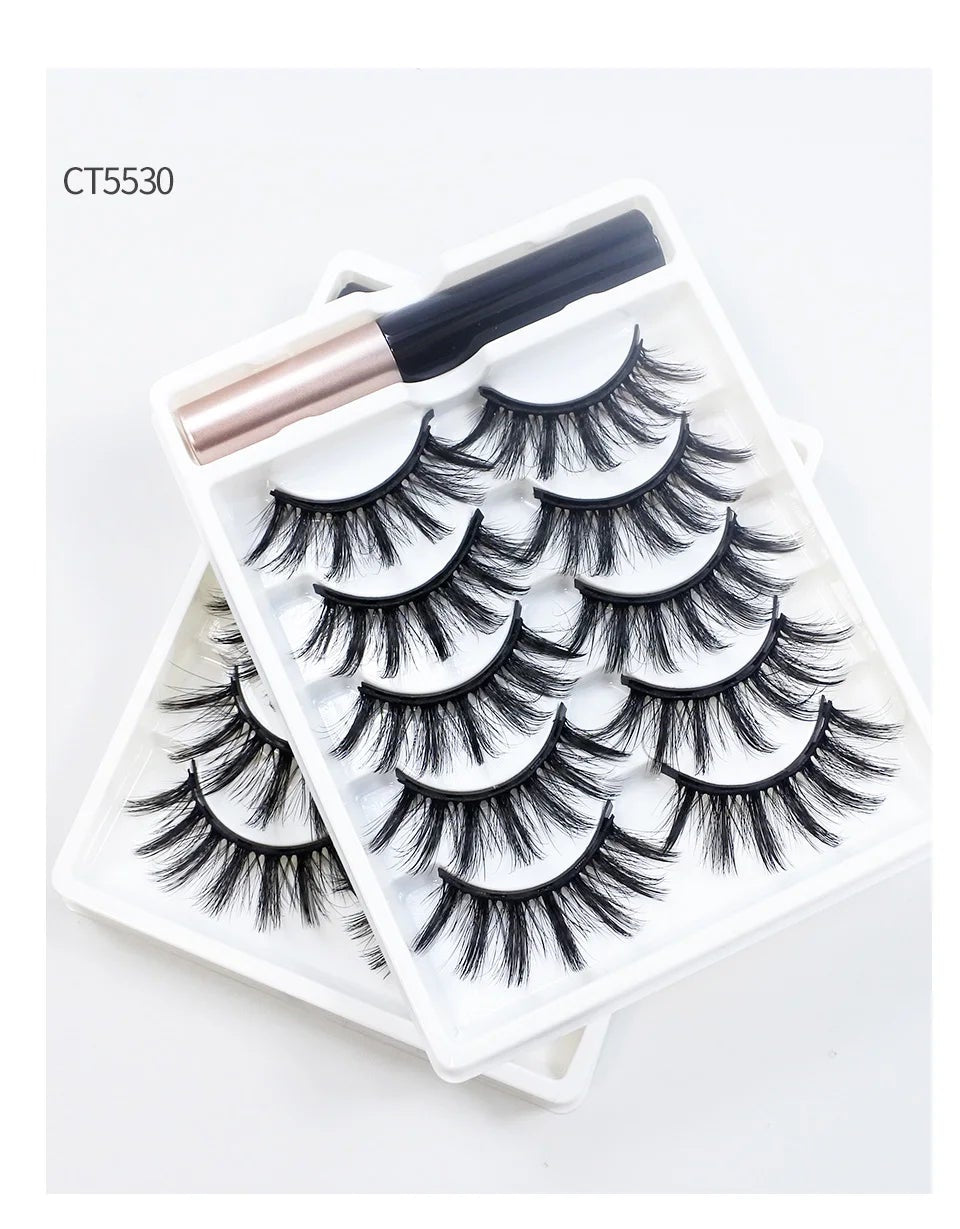 Lot de 5 paires de faux cils magnétiques avec eye-liner