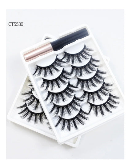 Lot de 5 paires de faux cils magnétiques avec eye-liner